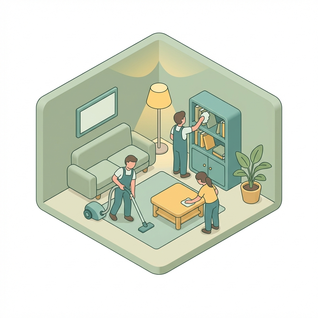 Happy cleaner in a modern home